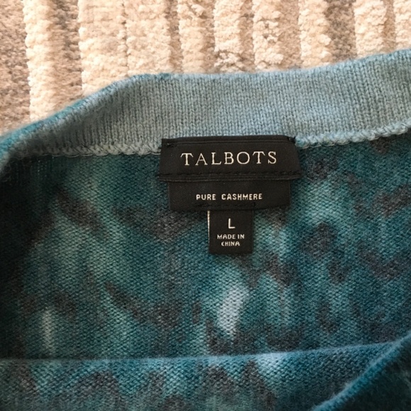 Talbots Cashmere Teal Feather Sweater Size L - Picture 6 of 8